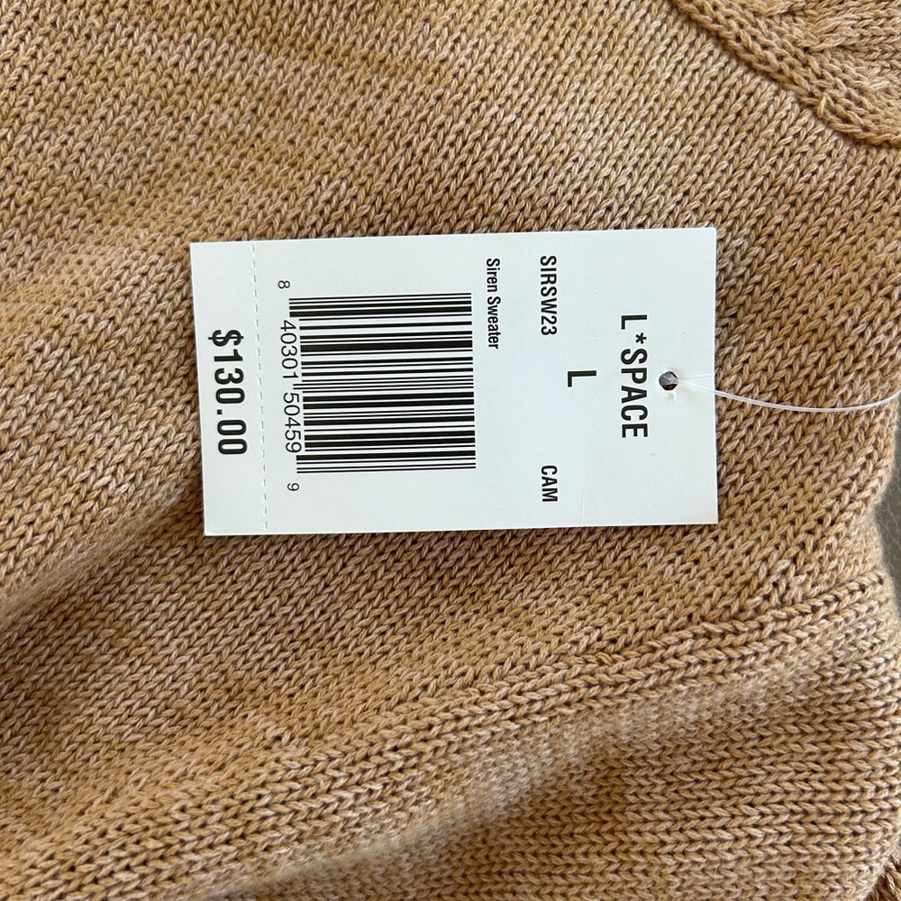 NWT LSpace Siren Cotton Knit Crop Twist Front Sweater Size L - Picture 7 of 8